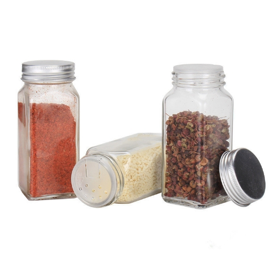 Small Glass Jar Sea Salt Powder Spice Container Pepper Empty 4oz Seasoning Bottles