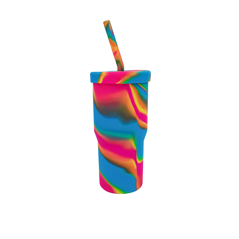 Custom Flexible 16oz Silicone Print Glasses Unbreakable Cup Reusable Water Bottle Durable Drinkware