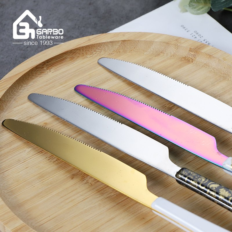 Factory Supply Stainless Steel 410/13-0 Tableware Set Colorful Dinner Knife Steak Knife