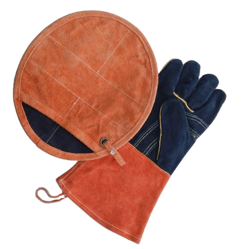 Premium 35cm Cowhide Leather BBQ Mitts for Safe Grilling