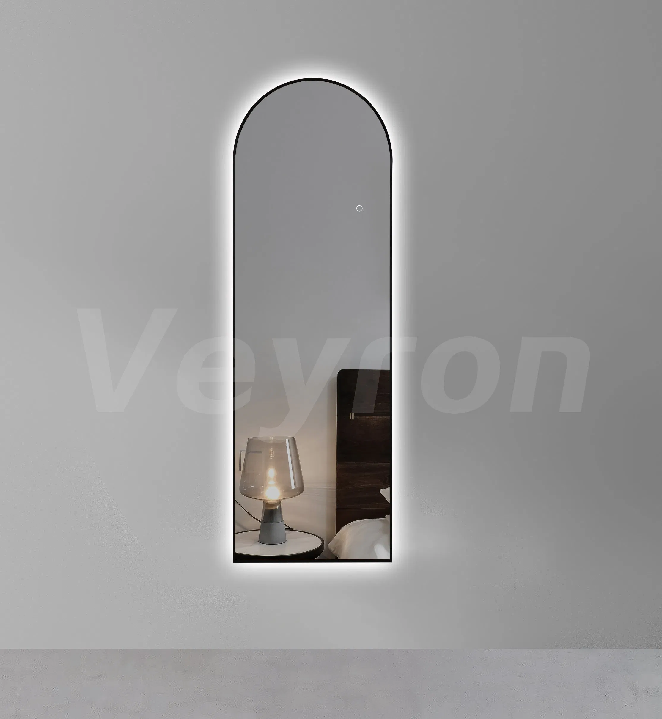 Arched Freestanding Full-Length Wall Mirror LED Mirror with Stand, Gold Metal Frame Full Body Mirror for Bedroom Living Room Bathroom