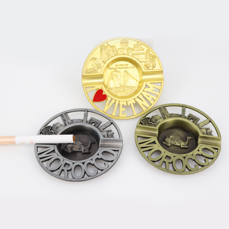Factory Custom Vintage Zinc Alloy Tourists Souvenir 3D Cigar Pocket Metal Ashtray