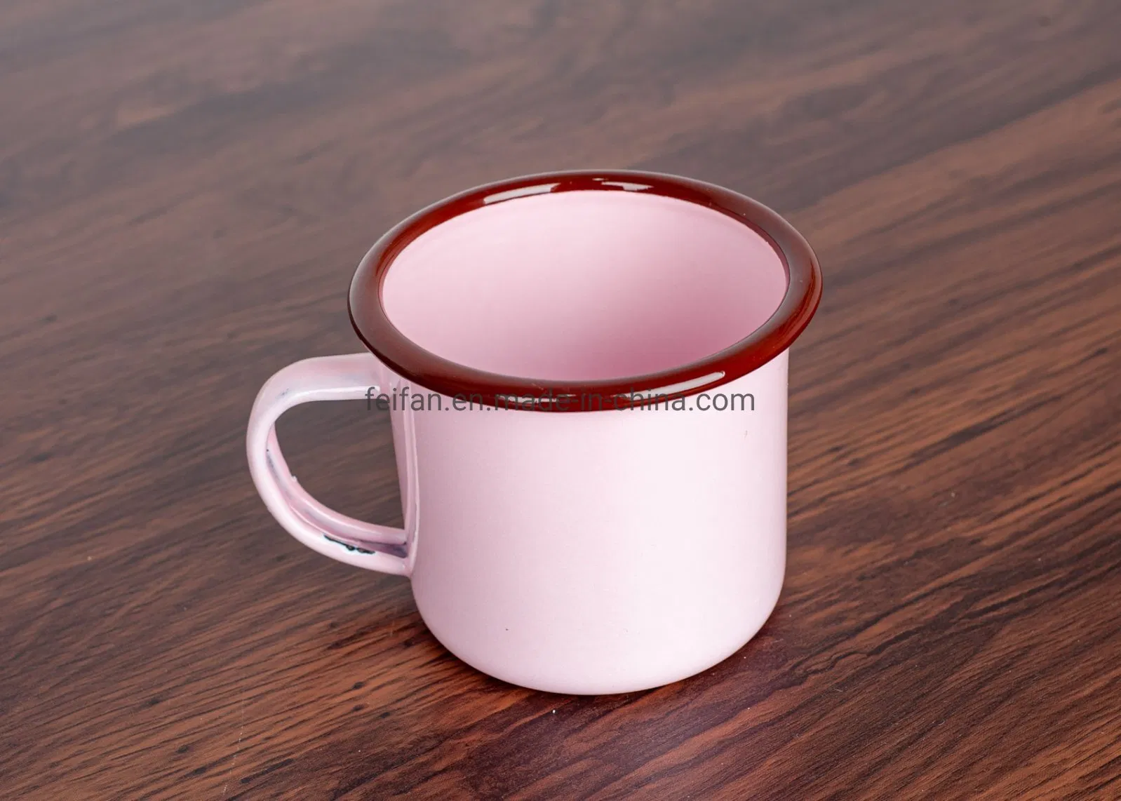 Эмалированная кружка розовая, 140 мл