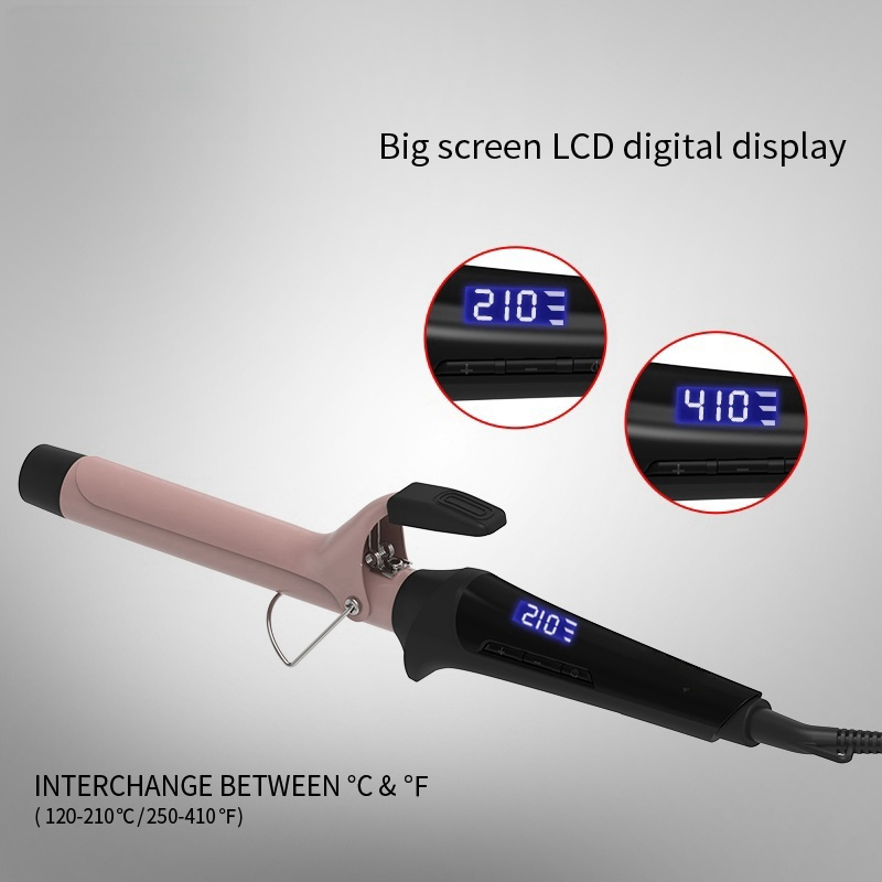 Brand Custom LCD Display PTC Ceramic Heater 25mm Wave Hair Curling Iron Hair Curler