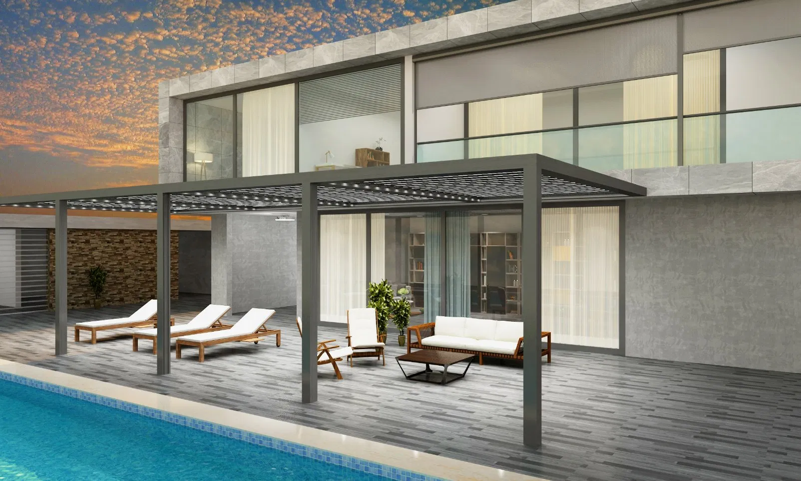 Waterproof Roof Gazebo Sunshade Customizable Outdoor Aluminum Luxury Pavilion