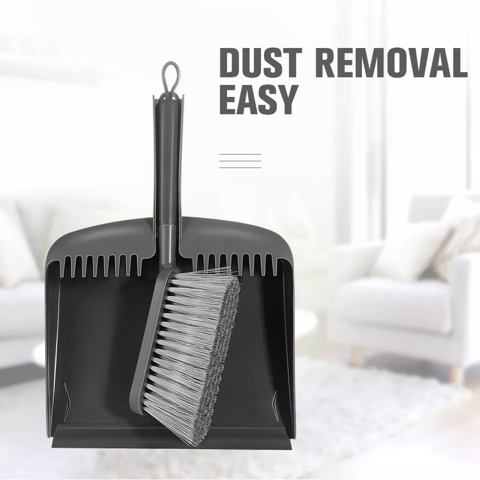 TPR Grey Bristle Brushes Floor Table Cleaning Brushes with Dustpan