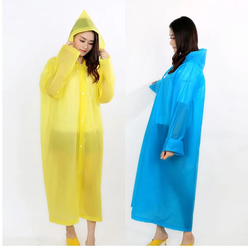Portable Hooded Rain Coat Adult Thick Transparent Outdoor Travel Hoodie Rainwear Wyz20380