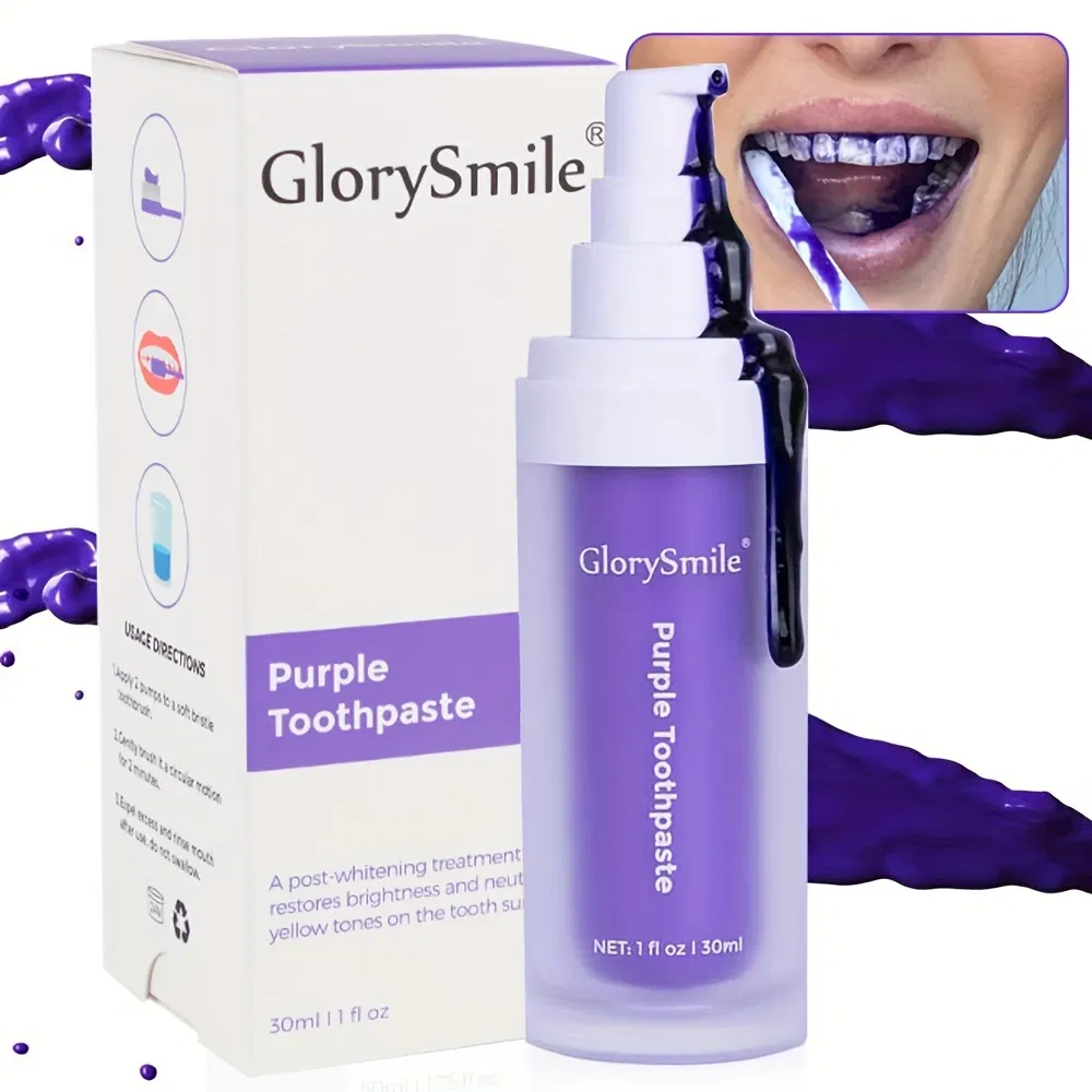 Glorysmile V34 Purple Toothpaste Teeth Whitening Brighten Teeth Remove Stain