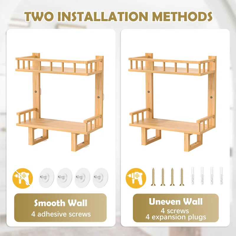 Chic Bamboo Over Toilet Storage Shelf with Hooks and Tissue Holder