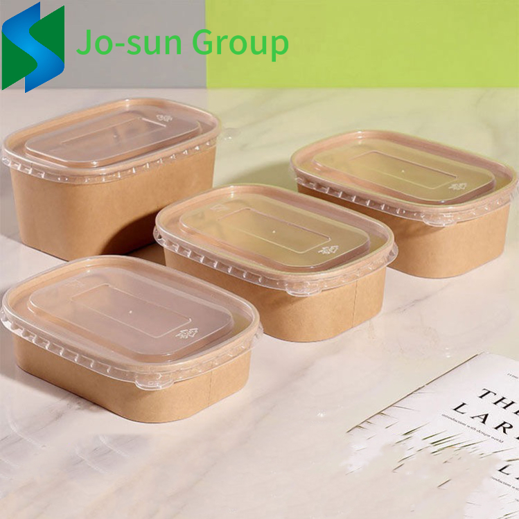 Jo-Sun Microwave Heating Lunch Box Disposable Kraft Paper Rectangular Bowl Takeout