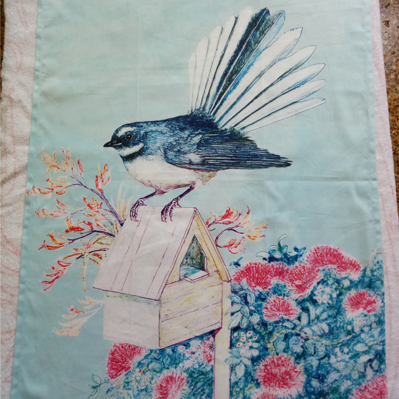 100% Cotton Digital Printed New Zealand Magpie in Mailbox Tea Towel