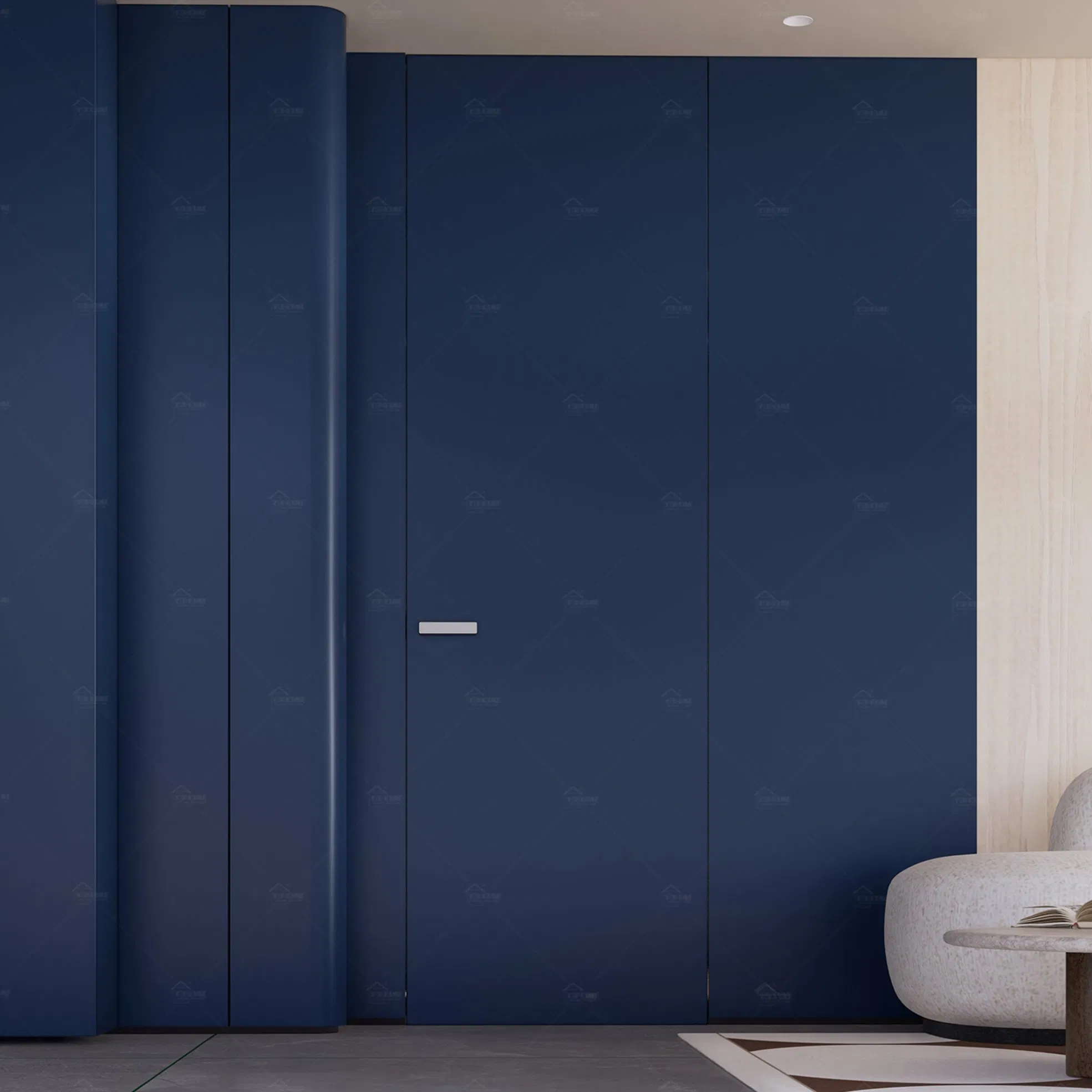 Foshan Yohome Minimalist Fluted Panel Concealed ISO CE Certified Frameless Swing Door for House Villa