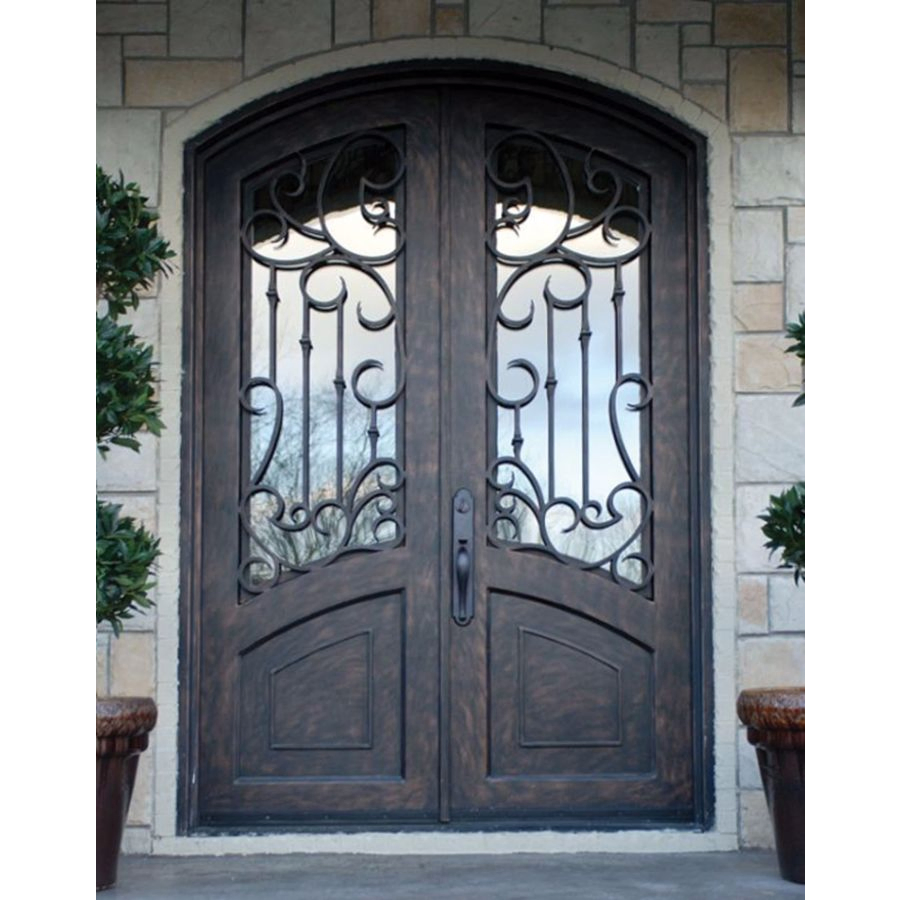 Wrought Iron Door and Glass Entrance Steel Doors Design