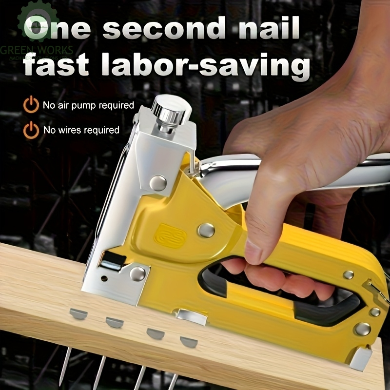 3-in-1 Staple Gun for Woodworking, DIY, Upholstery Manual Brad Nailer with Heavy Duty Manual Stapler Gun