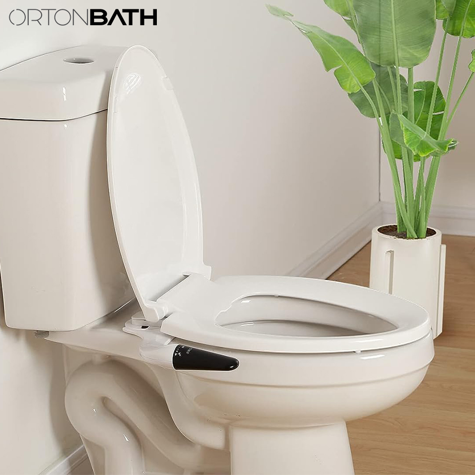 Ortonbath Ultra-Slim Bidet Attachment for Toilet, Adjustable Water Pressure, Dual Nozzle (Feminine/Posterior Wash) Bidet Toilet