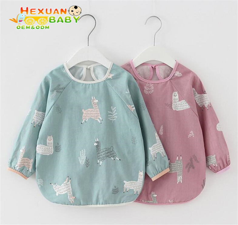 Waterproof Cotton Baby Bibs with Full Sleeve Design for Easy Feeding