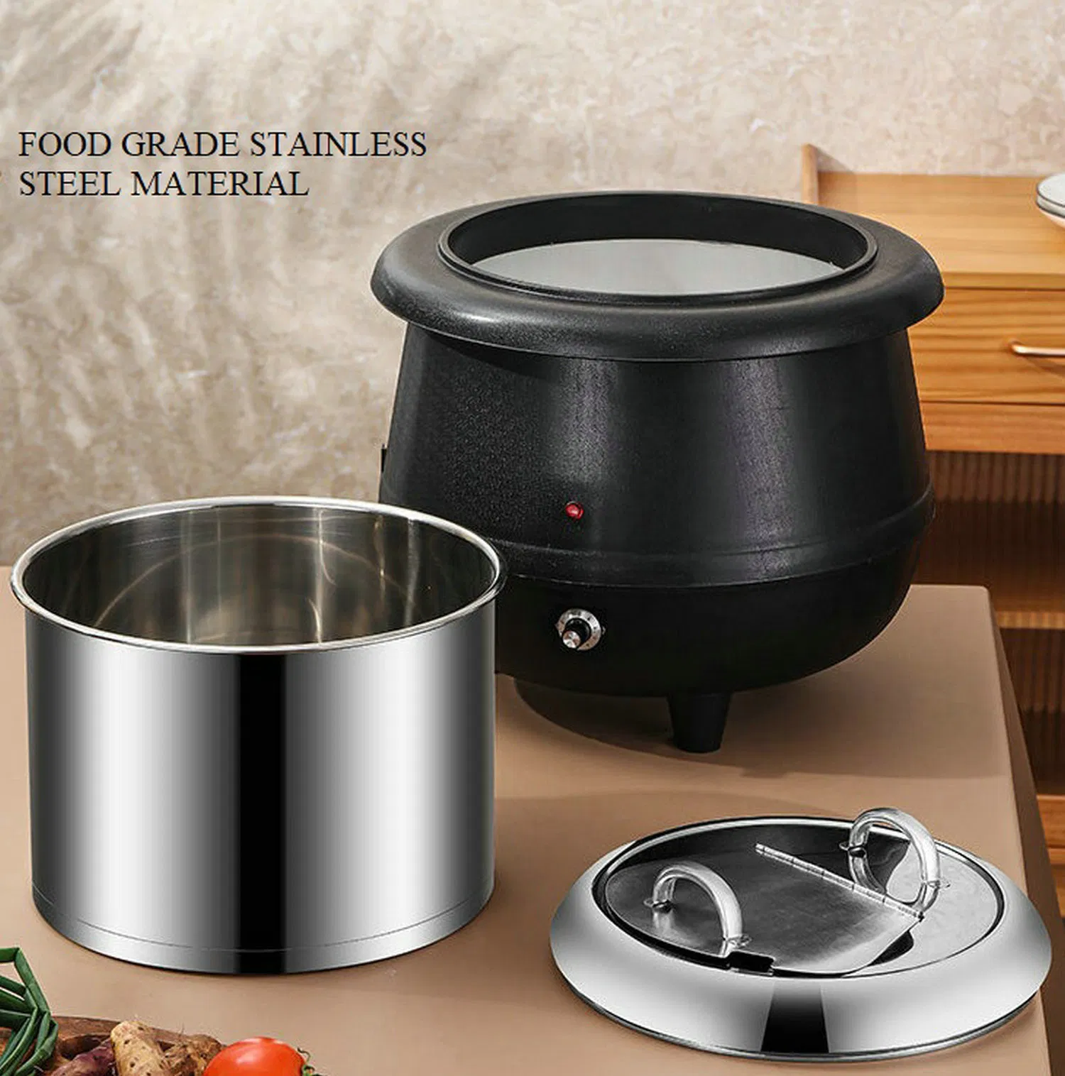 Black Color PP Material Outside Wall, Stainless Steel Inside Wall 13L Capacity Thermal Insulation Soup Kettle
