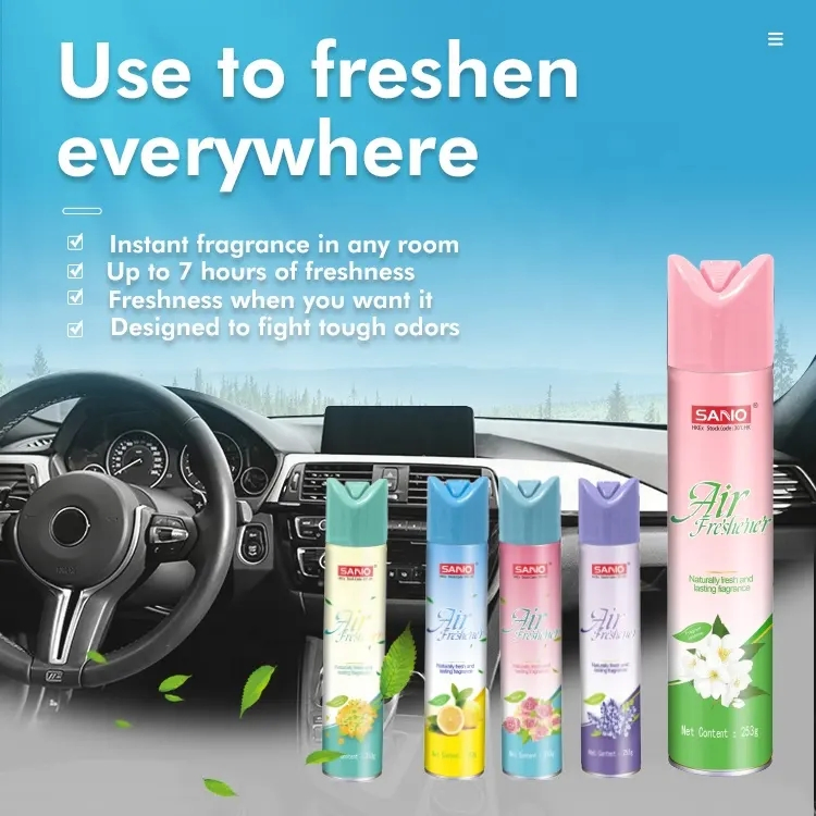 Refreshing 300ml Lemon Scented Air Freshener Spray for Cars and Homes