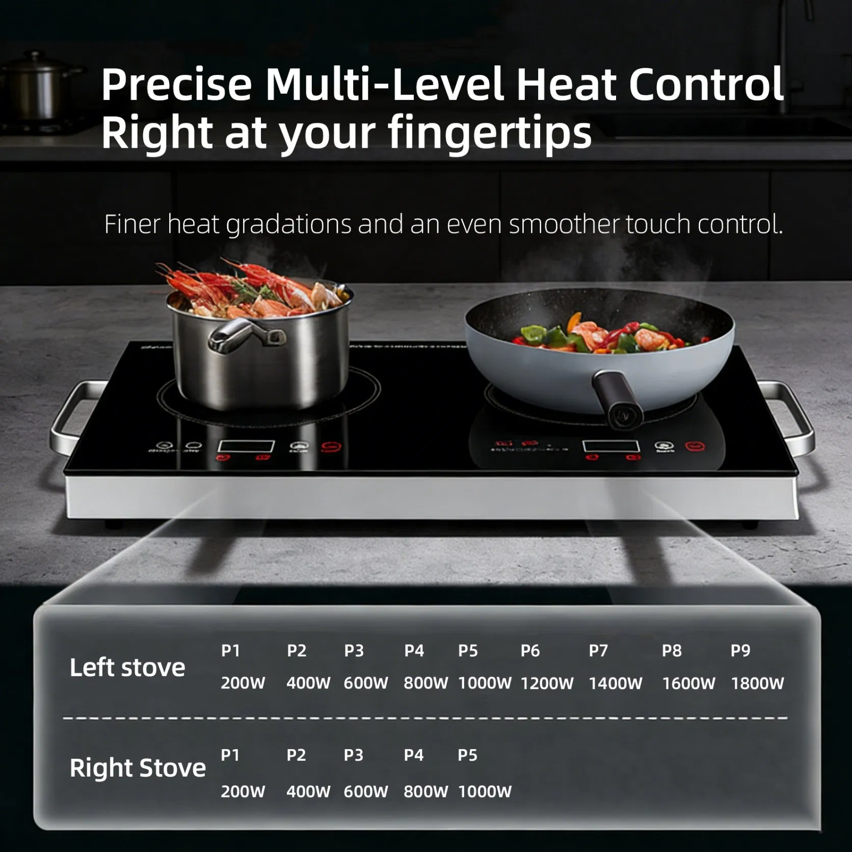 Touch Screen Double Burner Digital Control Gasless Electric Infrared Ceramic Cooker
