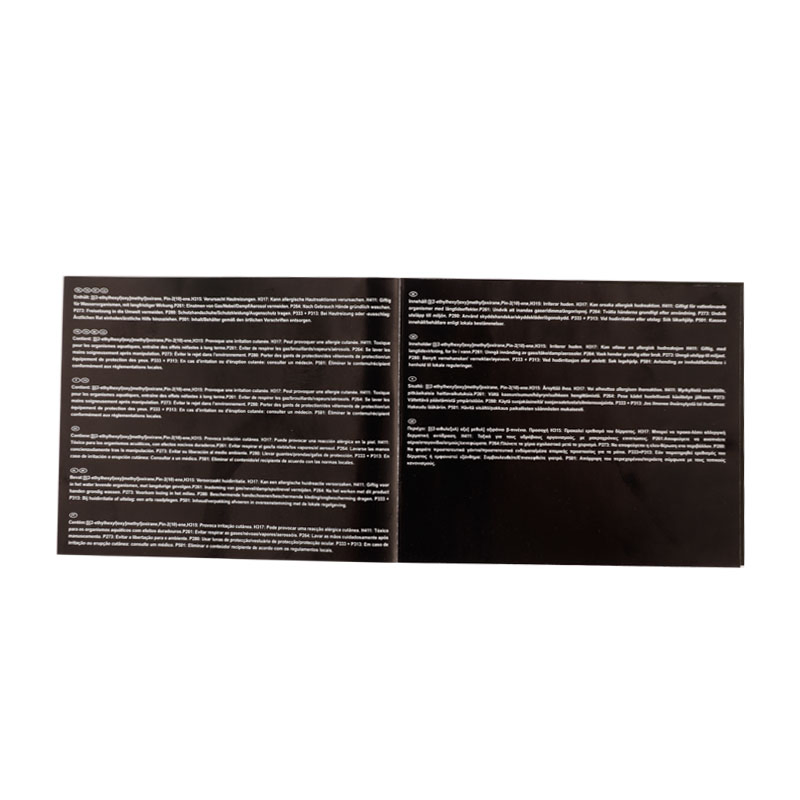 China OEM Booklet Folding Sheet Black Sticker Self Adhesive Label
