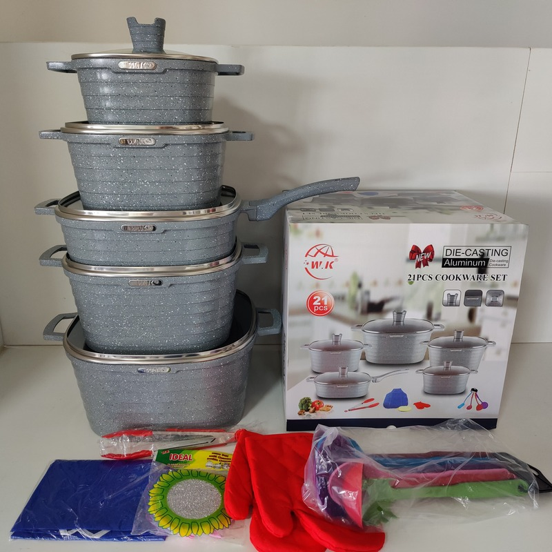 Hot Sale Die Cast Granite Coating Cookware Set Non Stick Marble Coated Aluminum Casserole Cooking Pot