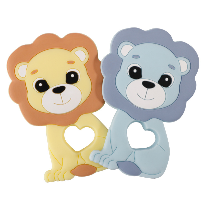 Lion Shape BPA Free Rubber Soothing Animal Teething Toy Baby Silicone Teether