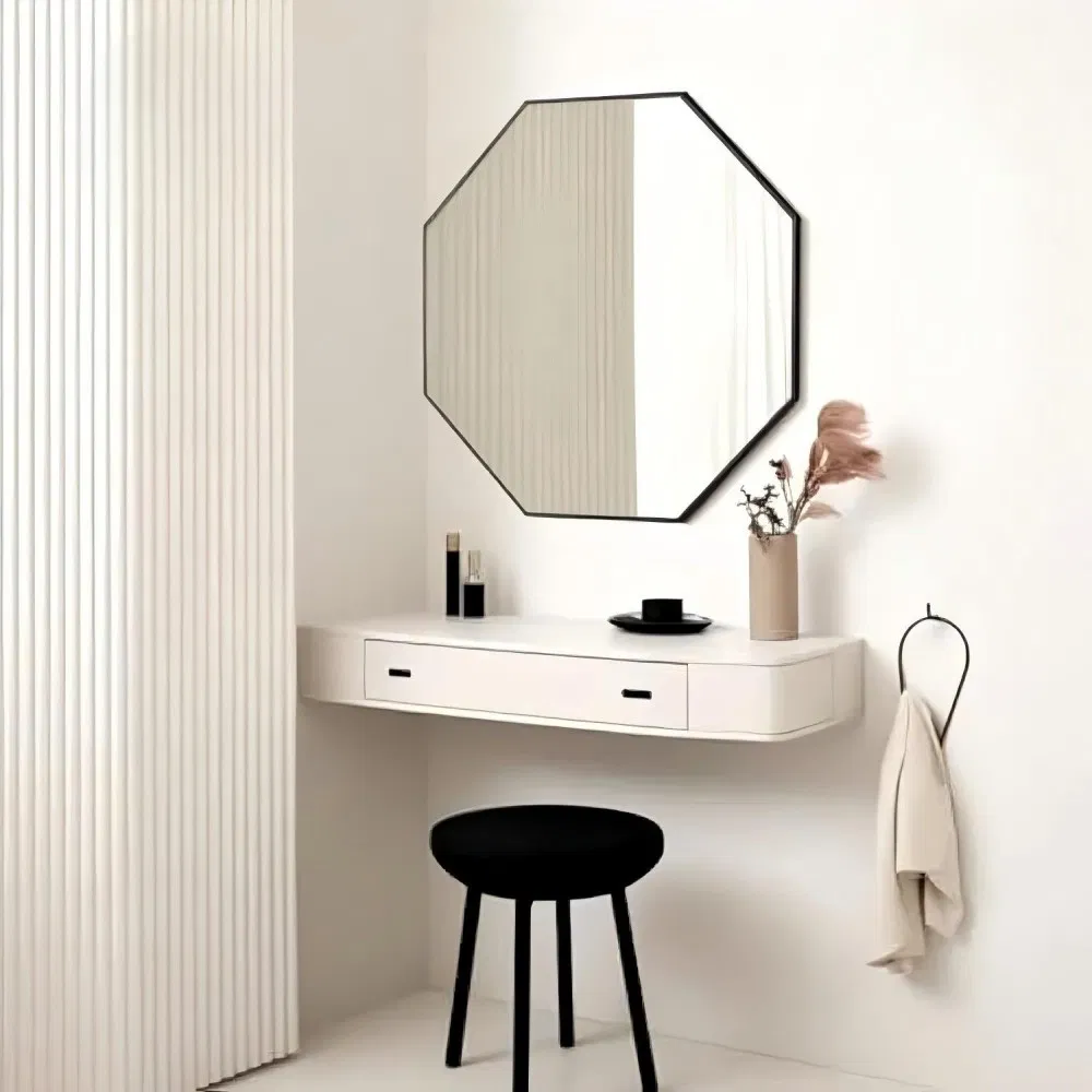 Hotel Aluminium Alloy Mirror Bathroom Octagonal Decorative Antique Gold Wall Mirror