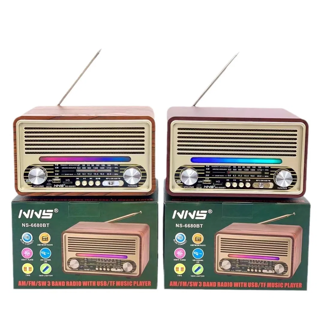 Радио-колонка NS-6680BT с деревянным корпусом и Bluetooth
