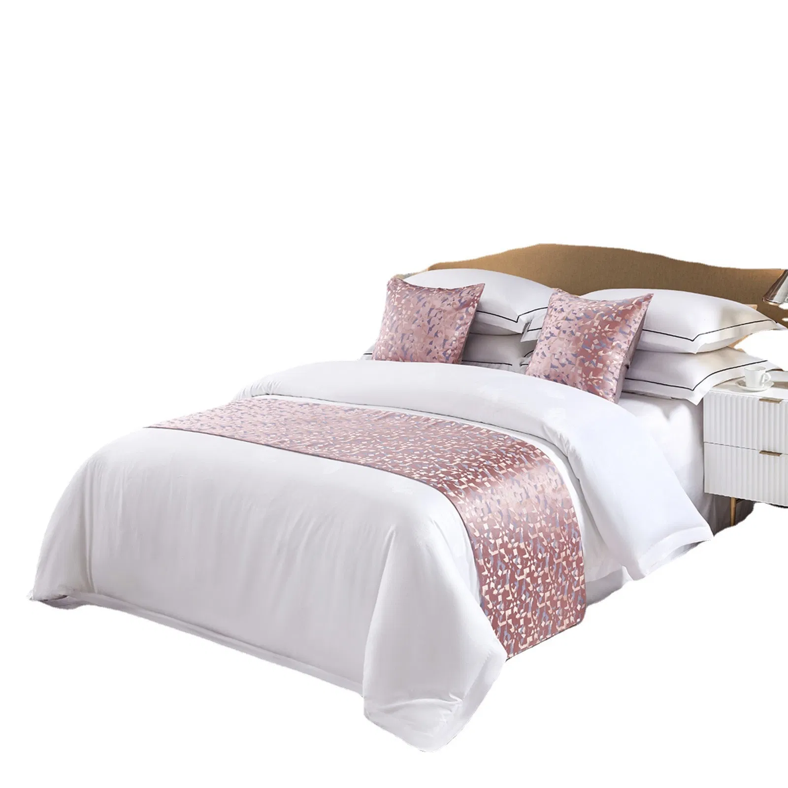 Molee Customized Polyester King Sheet Set Bed Runner Design Hotel Bedding Set