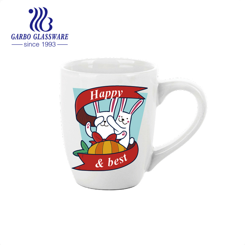 8oz Ceramic Mugs with Colorful Decal Customized Pattern Design Porcelain Cup