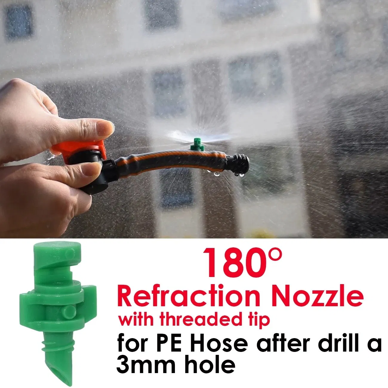 20PCS 90/180/360 Degree Refraction Nozzle Sprinkler Head Thread Connection Garden Irrigation Mist Sprayer for Greenhouse