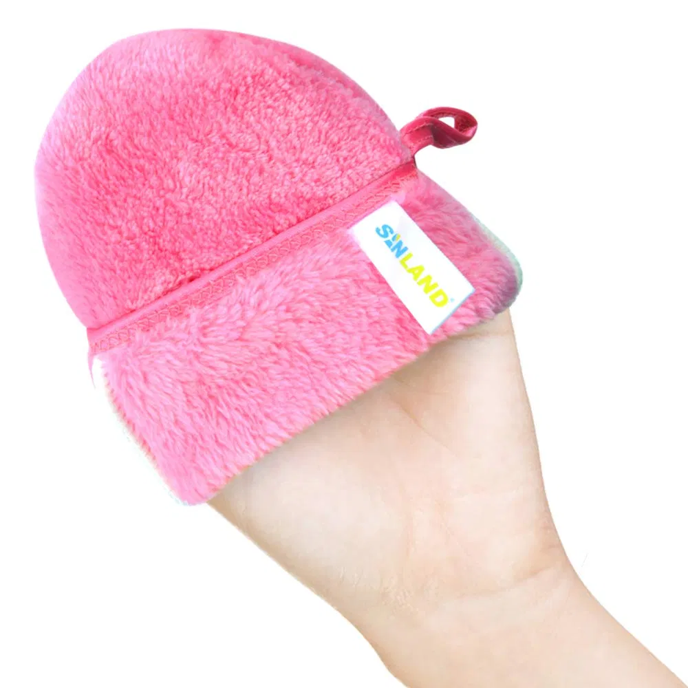 Перчатка-варежка для снятия макияжа из фланели