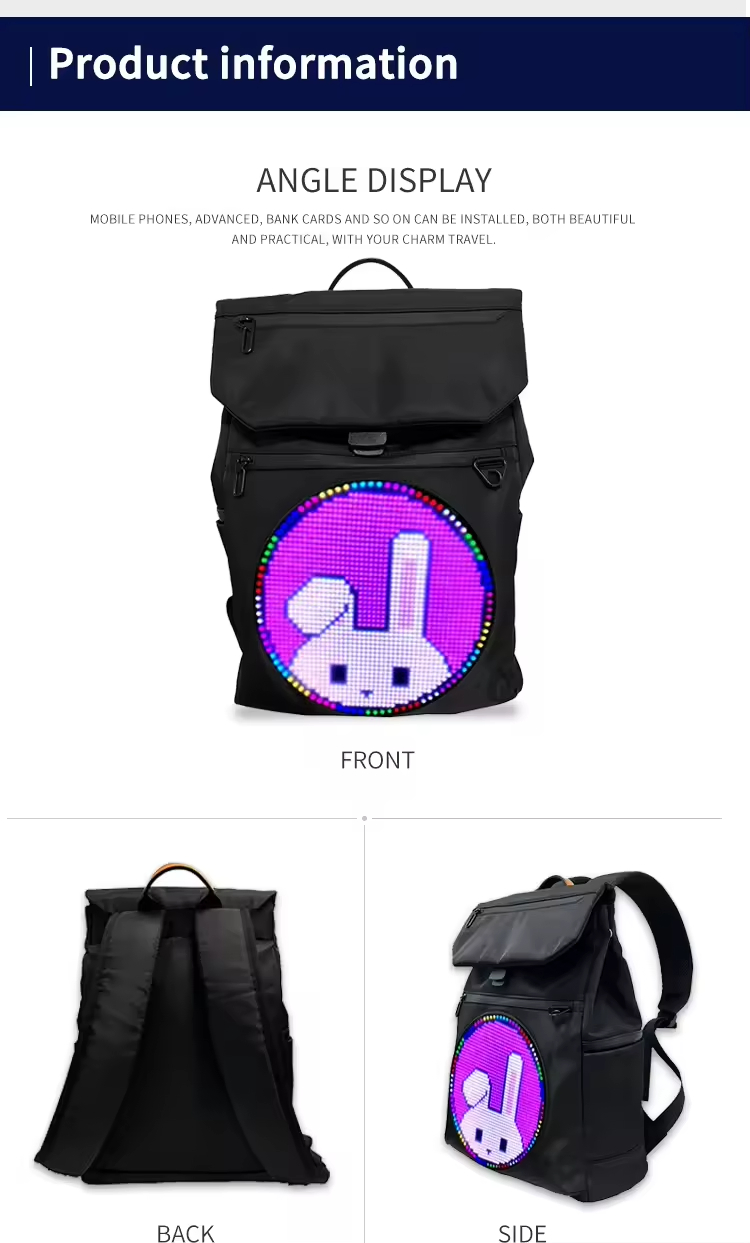 Hot Sale Digital Scrolling Display Backpack Unisex Canvas LED Backpack