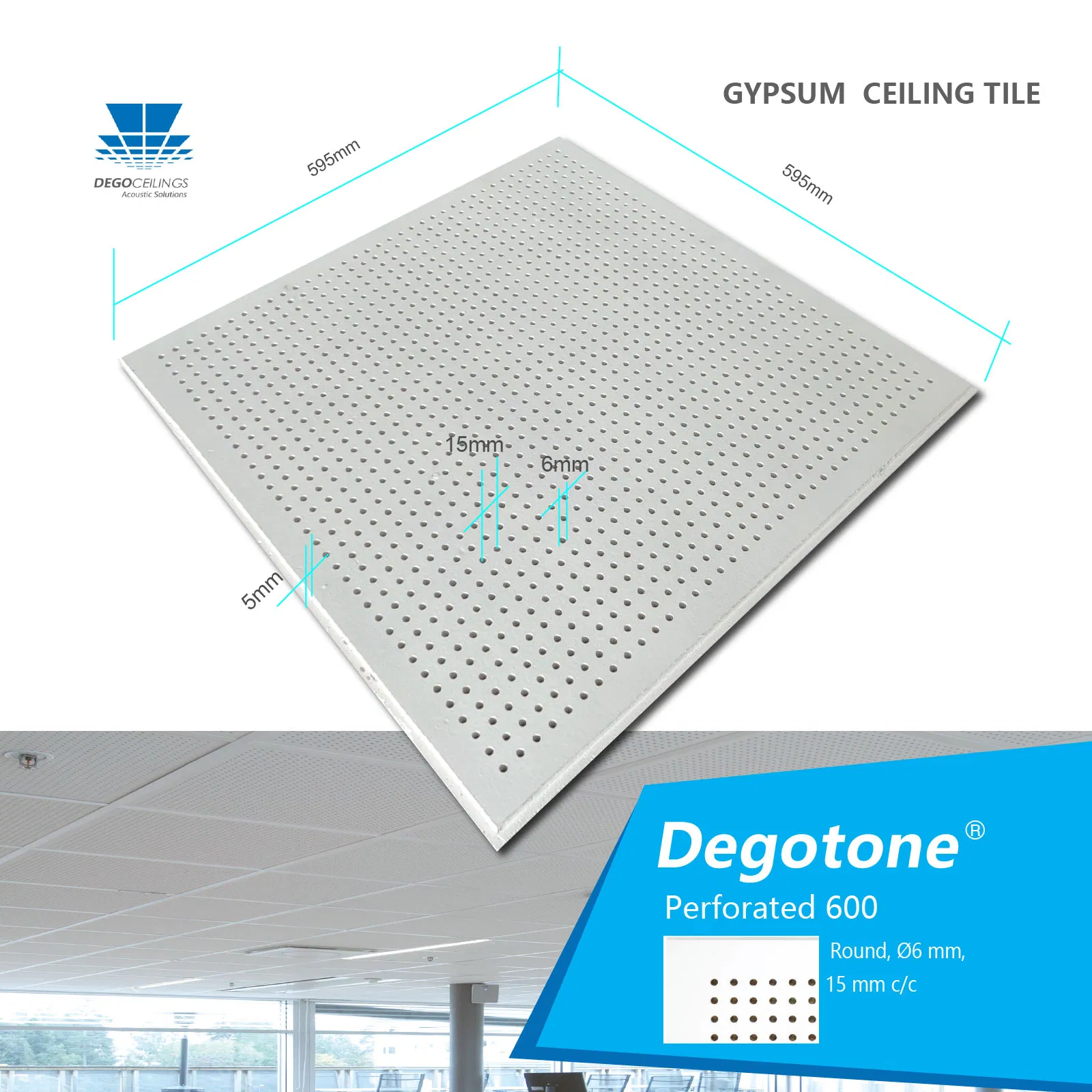 9mm China Manufacturer Drywall Acoustic Perforated Gypsum Board