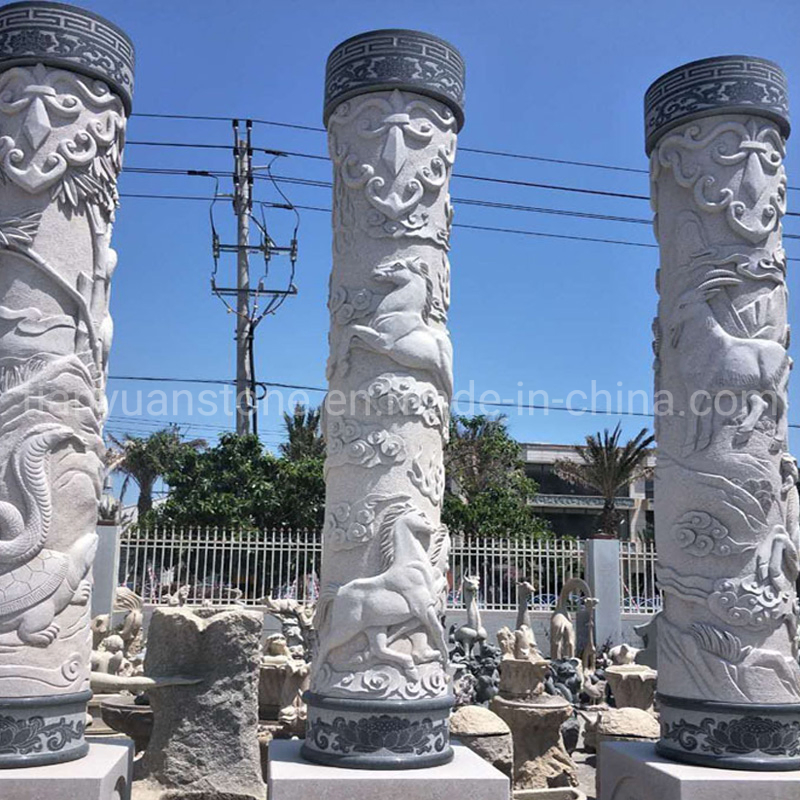 Granite Buddhist Temple Dragon Pillar Designs