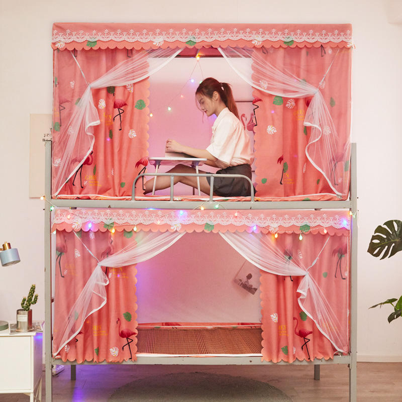 Student Bunk Bed Mosquito Net with Fabric Curtain Full Coverage Protector for Dormitory and Home Easy to Install and Maintain