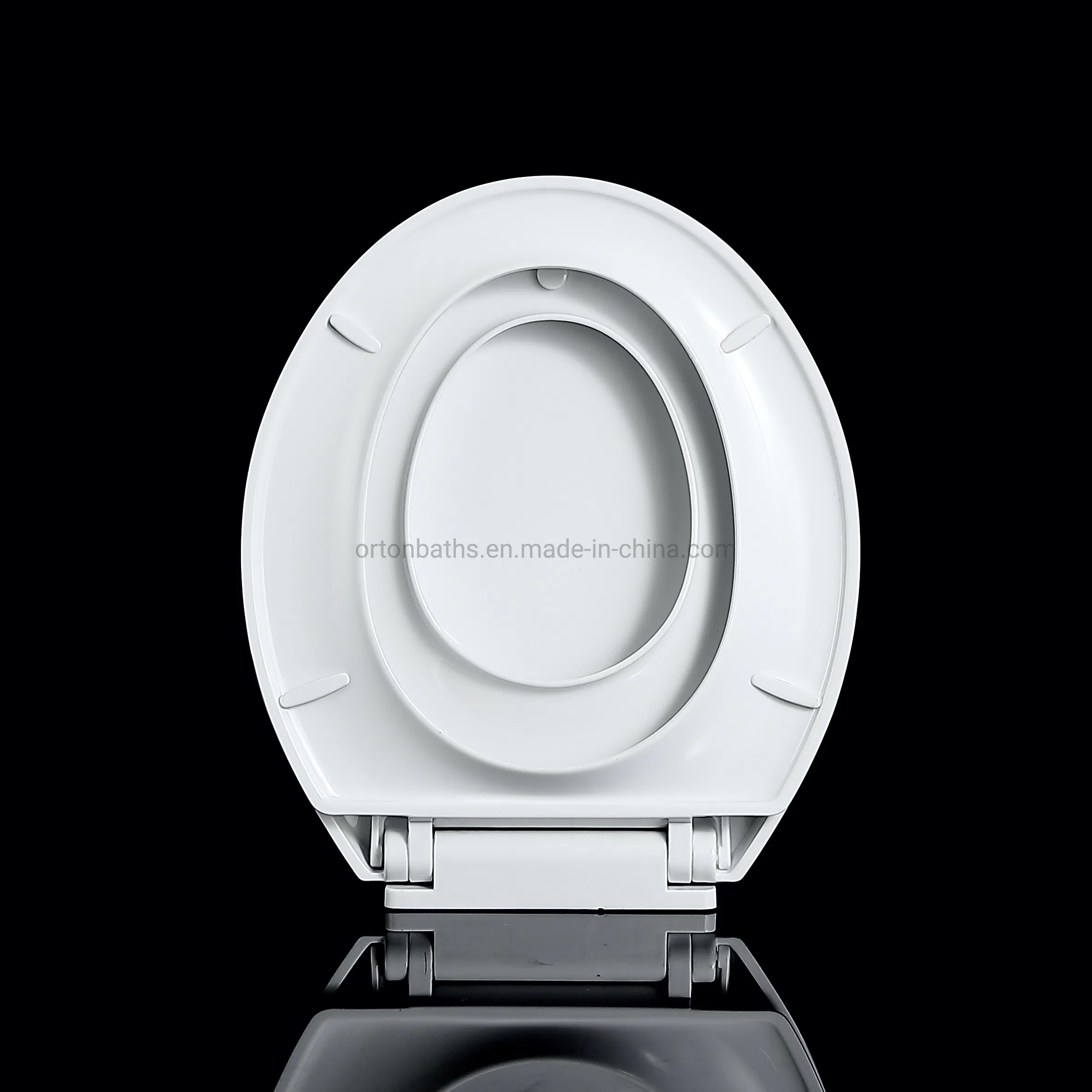 Ortonbath China Sanitary Ware Hinged Glossy Sustainable Recycled Wood Environment Friendly MDF Toilet Bowl Seat Cover for Both Adult and Children Kids