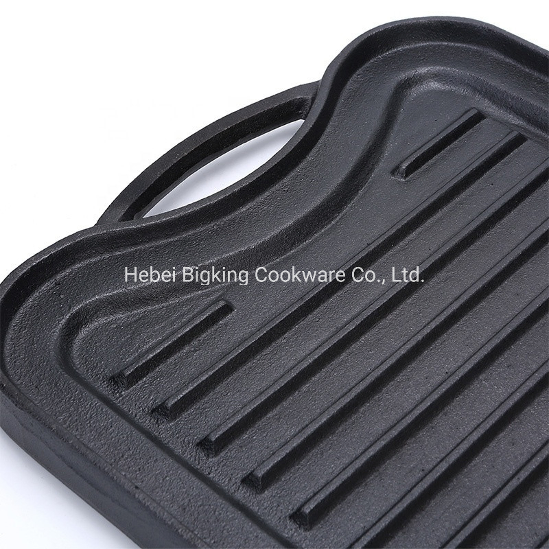 Rectangular Cast Iron 2 in 1 Reversible Griddle Grill Plate