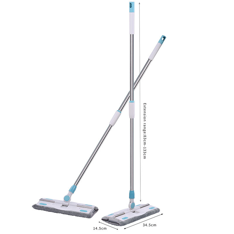 Flat Clip-on Microfiber Mop Clip-to-Grip Mop Flat Mop Microfiber Clip Mop with 360° Rotating Mop Head Cleaning Mop Flat Floor Wet Dry Stainless Handle