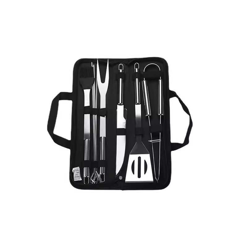 Combo Kit Outdoor Stainless Steel Tube Handle BBQ Grill Tools Bag Grillware