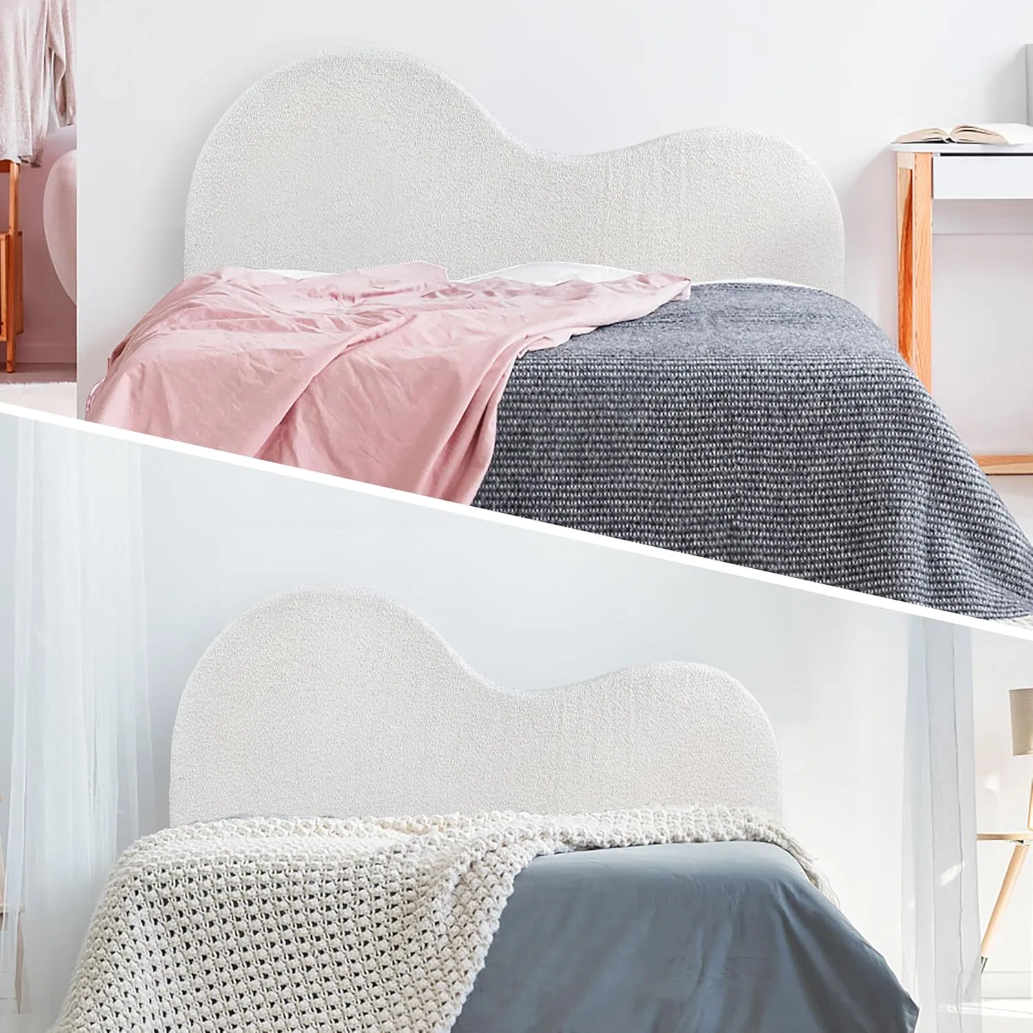 Tenderplayful Custom Stylish Wall-Mounted Upholstered Headboard with Removable Linen Cover