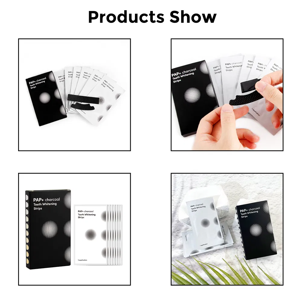 Teeth Whitening Dry Strips Peroxide Free Charcoal Pap Gel Strips