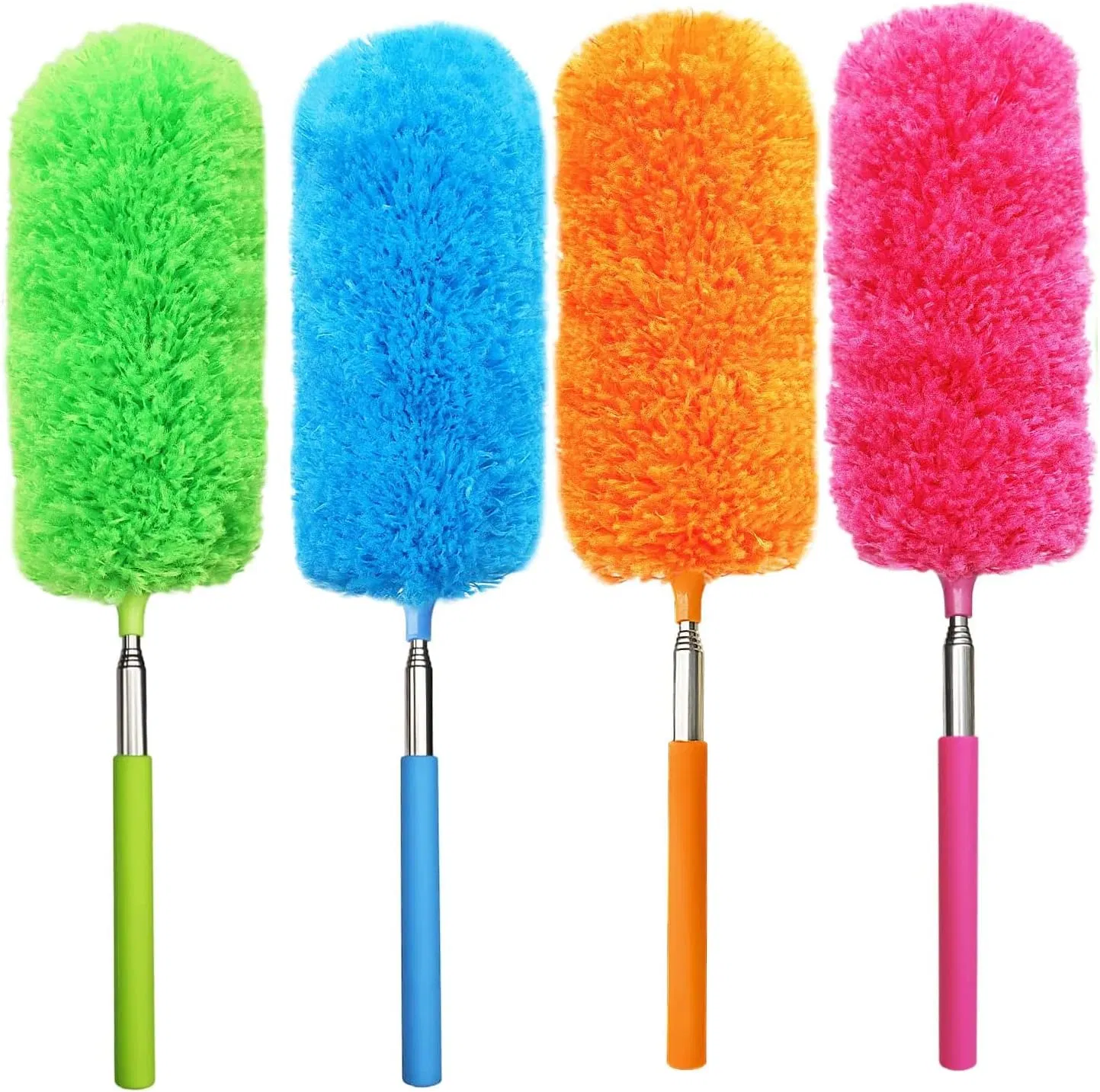 Home Cleaning Microfiber Duster with Stainless Steel Handle Microfiber Feather Duster with Extendable Pole and Bendable Head Washable Microfibre Cleaning Tool