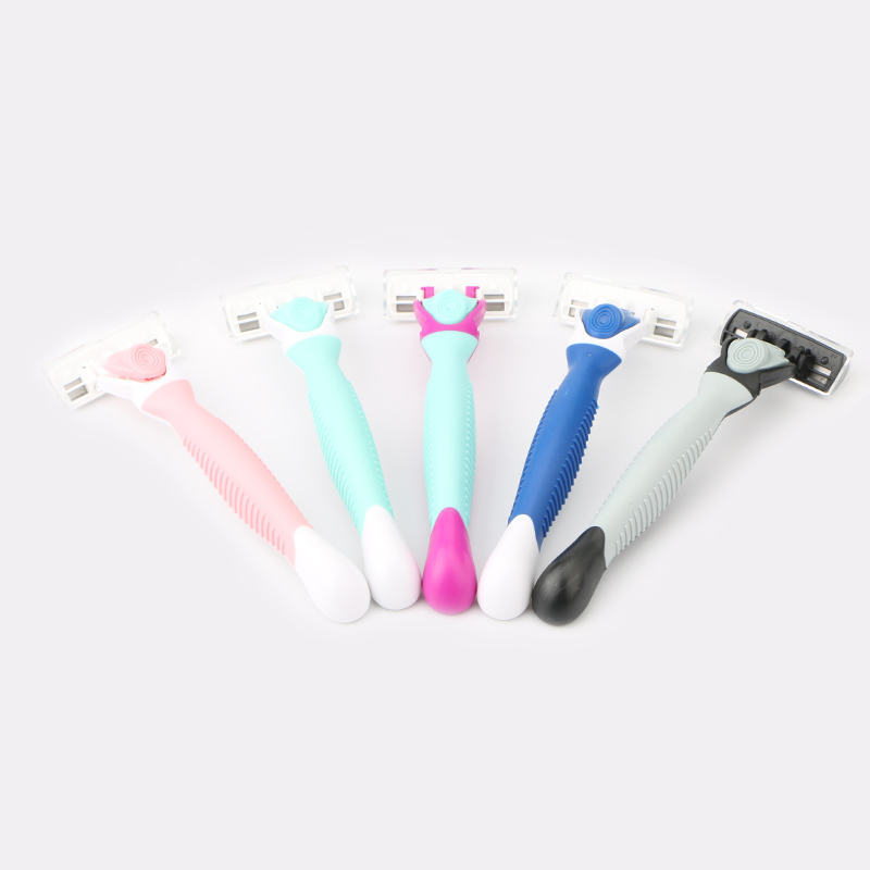 D631L Customized Logo 6 Blades Rubber Handle Women Razor