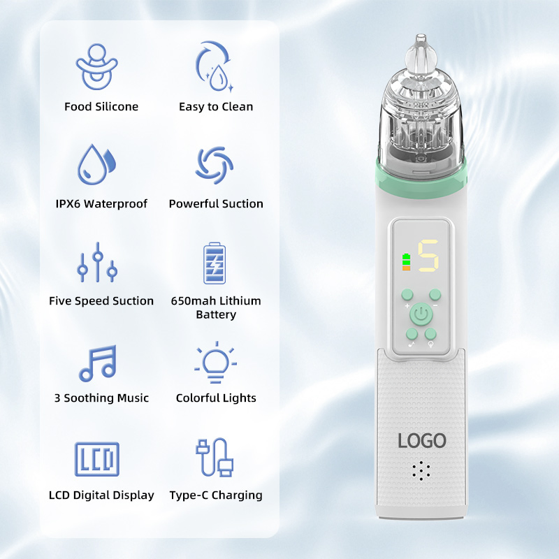 Electric Powerful Nose Aspirator Nasal Cleaner with Music & Light Baby Nose Sucker