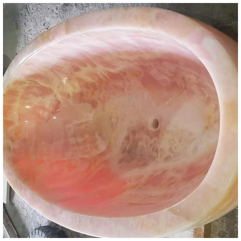Oval Pink Onyx Freestanding Bathroom Tubs