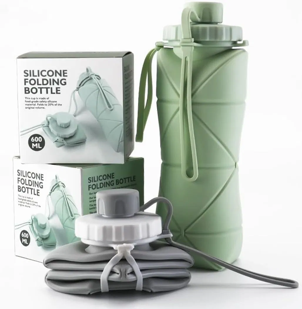 Collapsible Water Bottle Silicone Reusable Leak-Proof Travel Hiking Sports