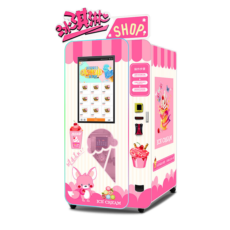 Haloo Custom Design 32 Inch Touch Screen Soft Serve Ice Cream Vending Machine