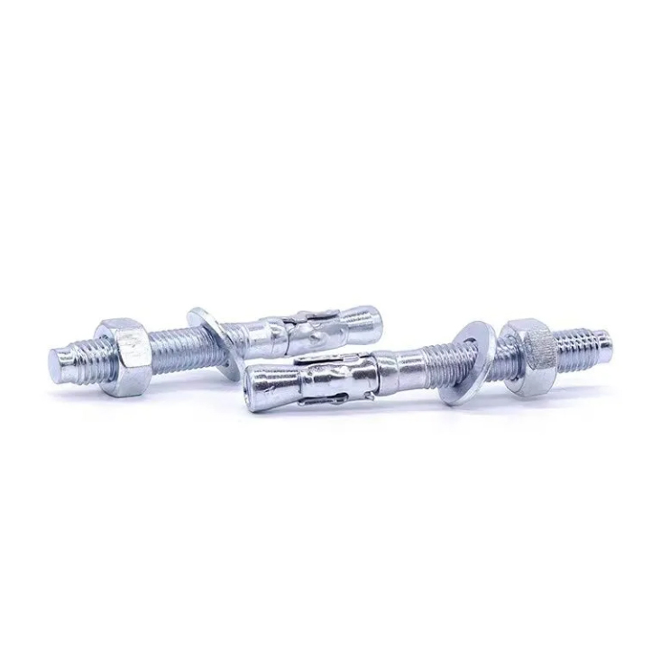 M6-M24 Wedge Anchor Through Bolt Concrete Fastener Yellow White Zinc Galvanized Carbon Steel Threaded Expansion Bolt China Factory