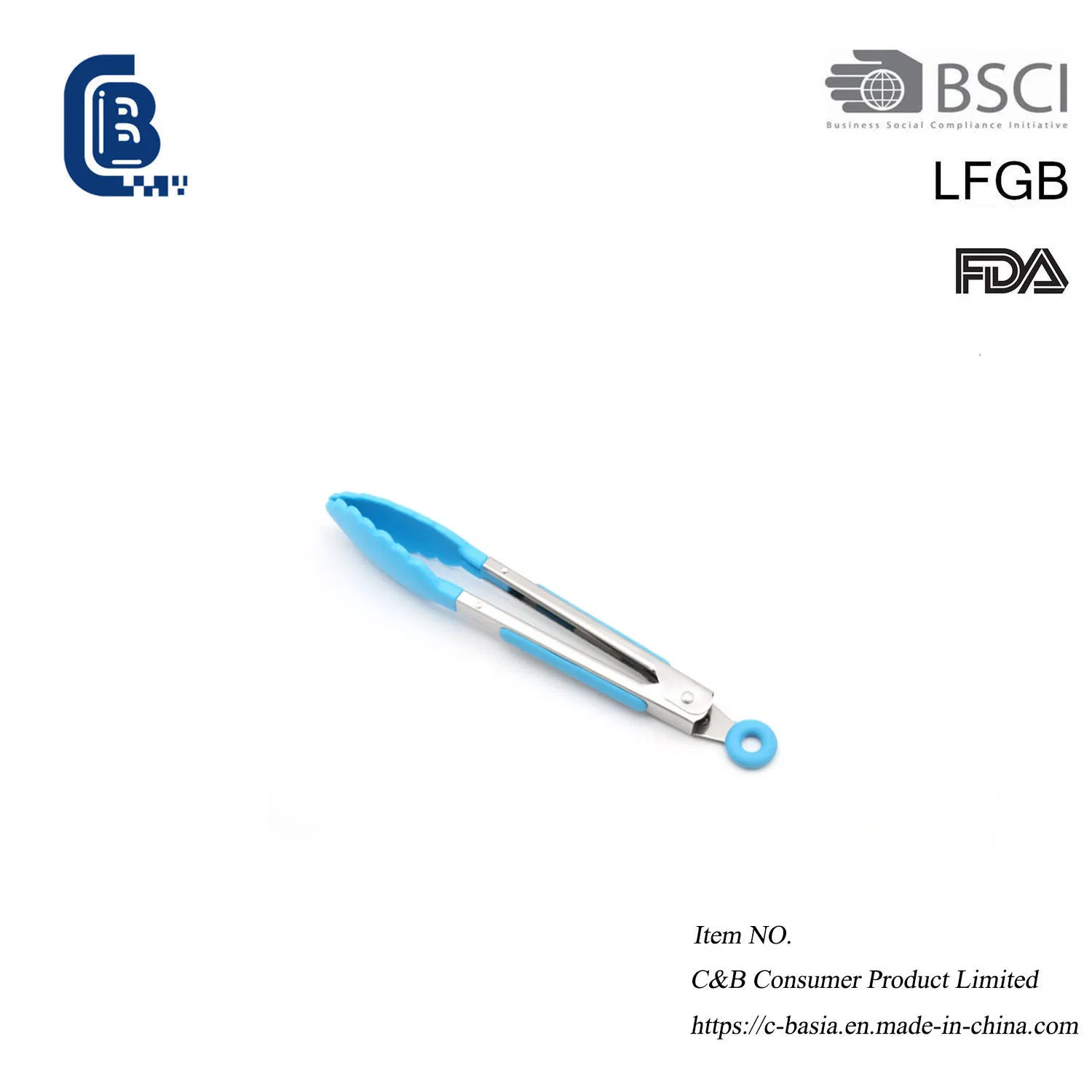 8" Silicone Kitchen Cooking Lock Serving Food Tongs, Grill Tongs, Kitchenware